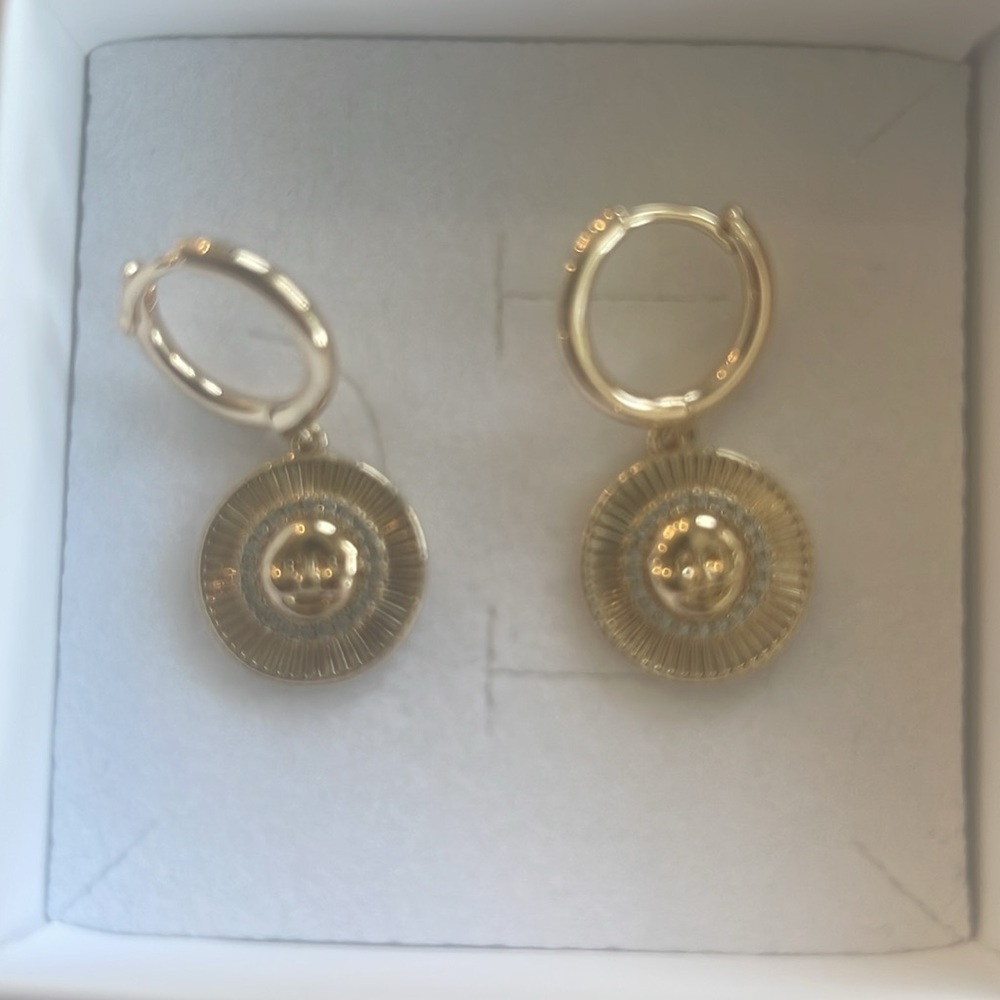 Elizabeth Stone gold earrings NWOT - Picture 3 of 5